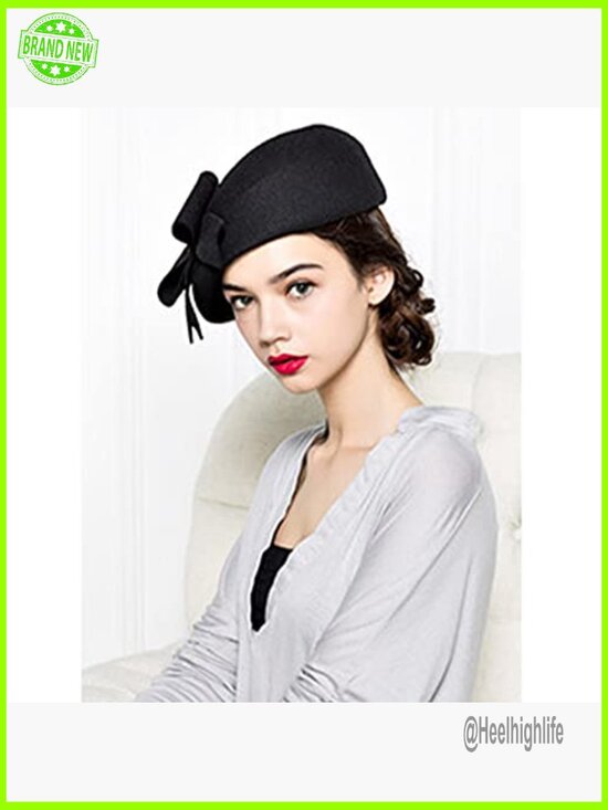 Vintage Wool Beret with Veil Fascinator Adjustable Fit for Special Occasions
